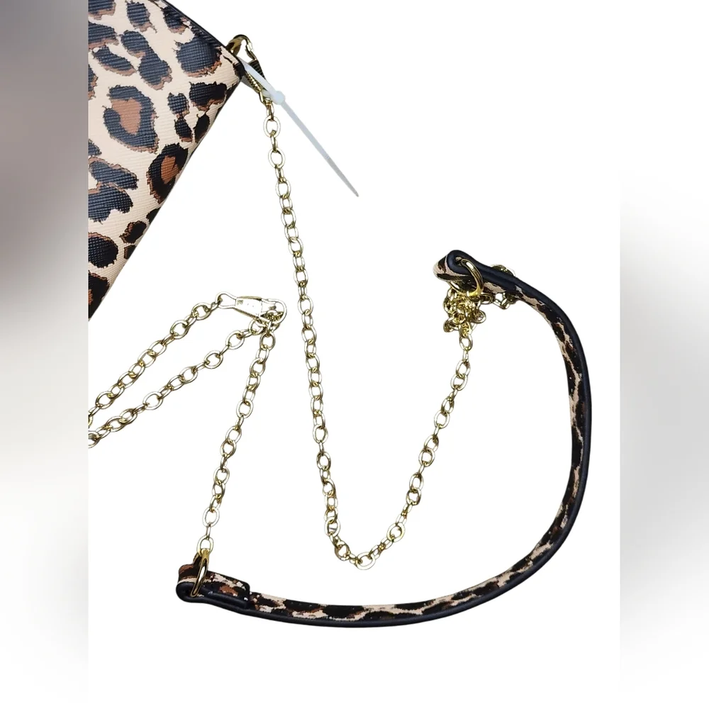 Betsey Johnson Leopard Print Wallet on a Chain / Crossbody Clutch, NWT